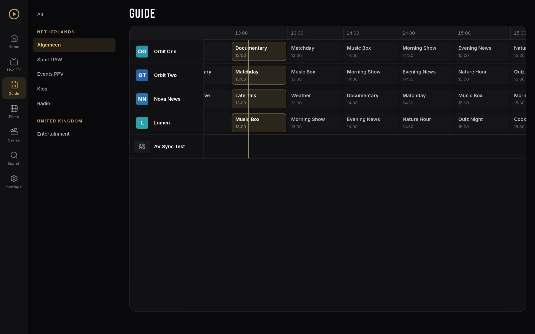 TV guide timeline (demo content)